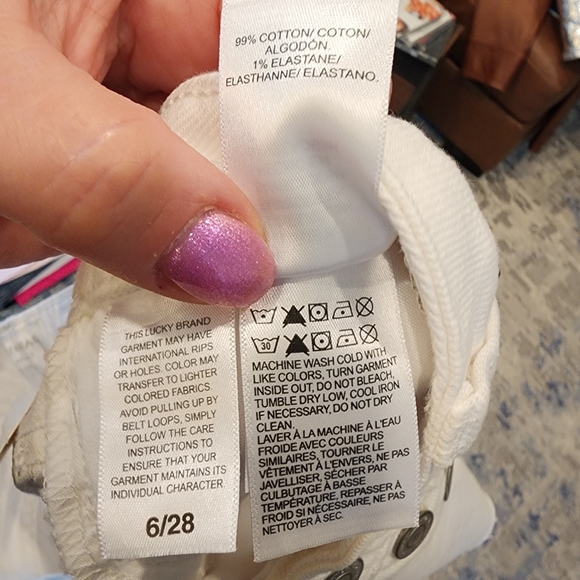 NWT Lucky Brand White Cutoff Jeans shorts. Exposed button fly. Women's size 6/28 - Picture 15 of 16